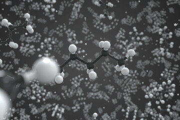 Pentane molecule, ball-and-stick molecular model. Chemical 3d rendering