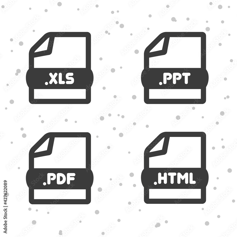 Poster document file icons. download xls, ppt, pdf and html symbol sign. web buttons.