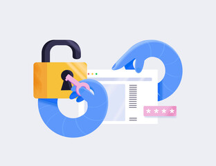 Internet security, Data protection concept. Traffic Encryption, VPN, Privacy Protection Antivirus hack. 
Flat illustration
