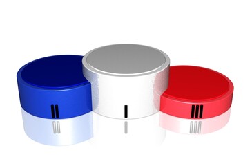 Siegerpodest in den Farben der französischen Flagge