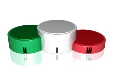 Siegerpodest in den Farben der italienischen Flagge