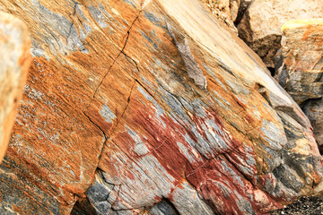 Colorful rock texture under the sun