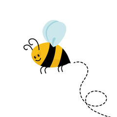 Cute little bee with cartoon style. Vector illustration