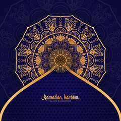 Luxury mandala art with golden arabesque background arabic islamic east style Premium Vector