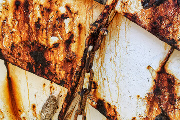 Rusty metal surface on a fishing boat