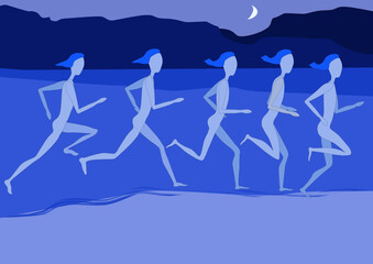 Läuferinnen, Mondschein, marathon