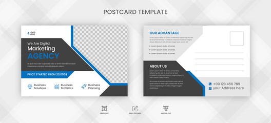 Marketing Agency Postcard Template, 100% Editable