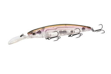 Wobbler with hooks for fishing as bait for fish, which is used for spinning. Fishing tackle for a fisherman.