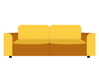 Large yellow sofa. Vector illustration. Isolated object