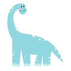 Vector dinosaur in simple childish style. Abstract flat brachiosaurus isolated on white background.