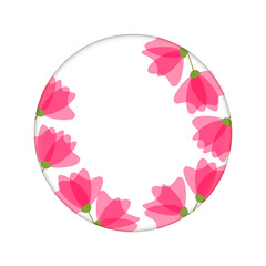 Round frame with flowers for an inscription, congratulation, holiday, greeting. Vector illustration