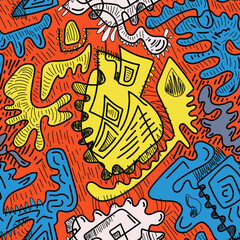 Seamless abstract unusual artwork with freehand strange pattern