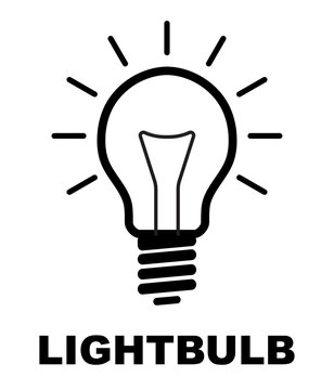 Lightbulb raster illustration on white background.