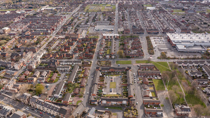 Aerial view of the city of Liverpool in United Kingdom