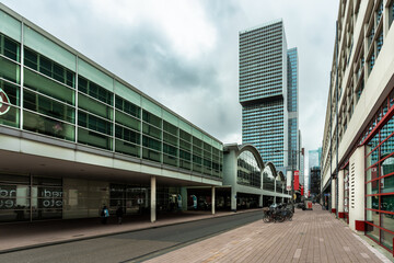 street with high rise modern architecture