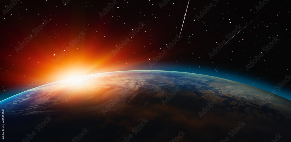 Poster planet earth with a spectacular sunset 