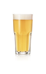 glass of white beer with foam isolated on white background