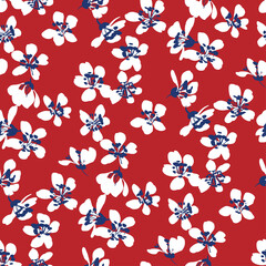 Hand drawn abstract ditsy flowers seamless pattern - 427636246
