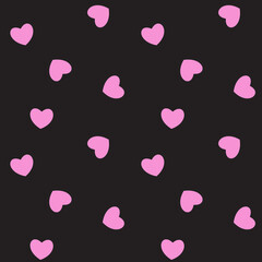 Fototapeta na wymiar Romantic seamless pattern with pink hearts. Vector illustration. Image for Valentine's poster or cover. Repeating, endless design. Print for textiles, fabric, wallpaper, cards, gift wrap and clothes