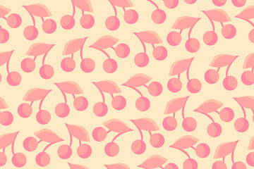 Cherries seamless pattern. Repetitive vector illustration of cherries.