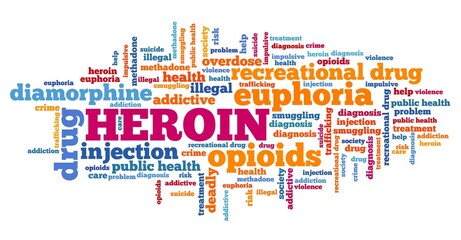 Fototapeta premium Heroin word collage - heroin concept