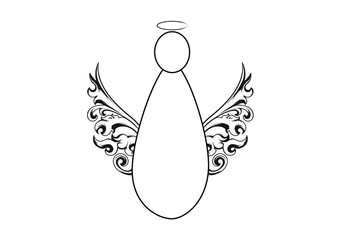 vector simple angel illustration, tattoo, wallpaper and background