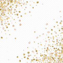 Bronze Confetti Vector Transparent Background. Paper Shine Backdrop. Gold Sparkle Falling Card. Rain Christmas Illustration.