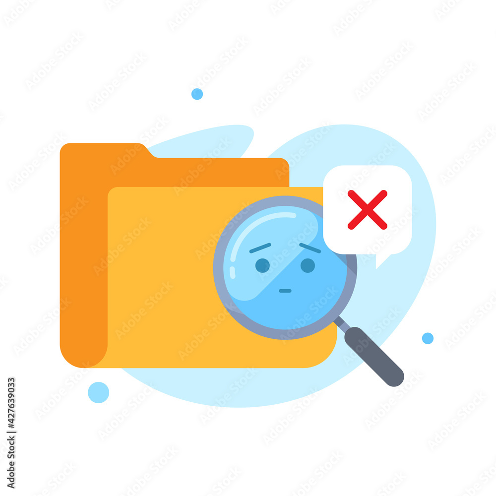 Aufkleber search no result found in folder concept illustration flat design vector eps10. simple and modern gr