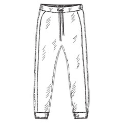 vector, isolated, sketch, hand-drawn men's sweatpants