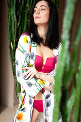 High fashion look.glamor stylish sexy beautiful young woman in summer dress