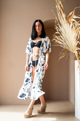 High fashion look.glamor stylish sexy beautiful young woman in summer dress