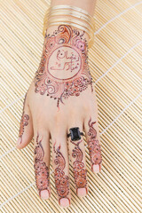 Bridal mehndi- henna tattoo on women hands. mehndi is a traditional indian decorative art. ( mehndi hands)