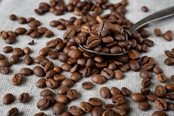Hot freshly roasted coffee beans