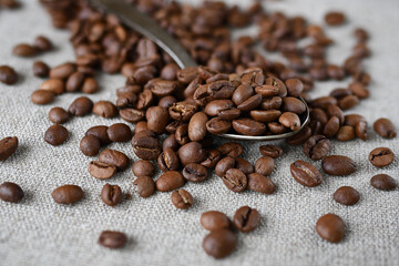 Hot freshly roasted coffee beans