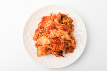 cabbage kimchi on a white background