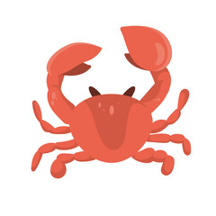 Red crab on the beach, cartoon-style illustration. Isolated vector object for your summer design. EPS 10.