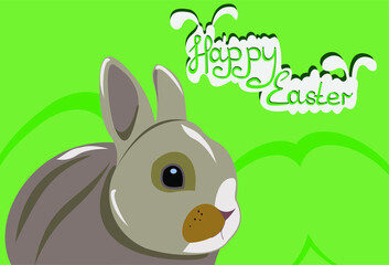 easter bunny with eggs on a green background poster