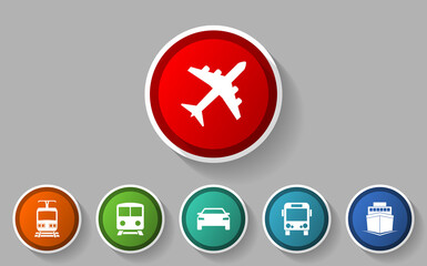 Transportation vector icon set, flat desig illustration in EPS 10