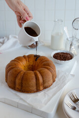 breakfast with croissant and coffee