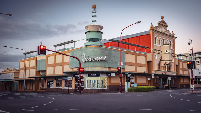 Toowoomba, Queensland, Australia - Apr 2, 2021: BCC cinemas building with interesting design