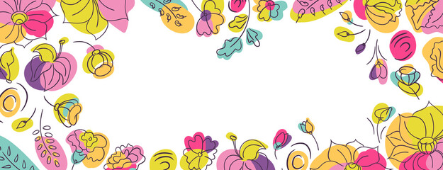 Floral cover web page background with summer wild flowers