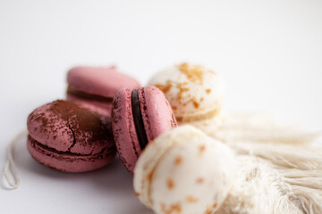 Сolored macaroon on a white background
