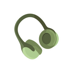 Green Headphone icon.Good for web and print. Vector illustration in flat style, isolated on white