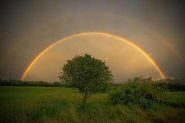 The rainbow over the landscape is always a light and colorful theater. The main performers are...