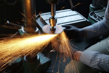 When people work with a grinder sometimes sparks fly.