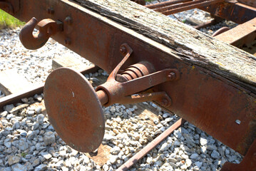 old buffer in railway carriage, hook wagon, old wagon