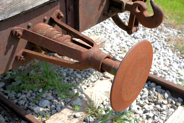 old buffer in railway carriage, hook wagon, old wagon