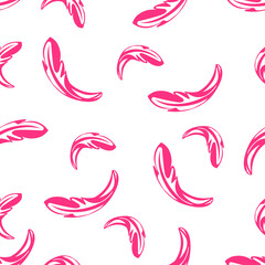 Obraz premium vector background seamless pattern with pink feathers, illustration. suitable for pastel linen, banner, covers