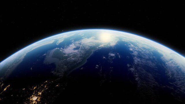 Earth seen from space. Computer Animation based on Nasa Footage