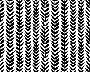 Vertical olive leaves borders, hand drawn vector seamless pattern. Black brush leaves and twigs. Olive branch modern organic ornament. Black ink texture with foliage. Abstract plant motif